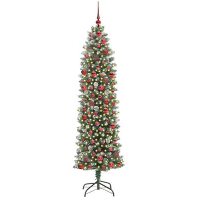 vidaXL Kunstmatige slanke kerstboom Groen en Wit 180 cm vidaXL Kunstmatige slanke kerstboom Groen en Wit 180 cm