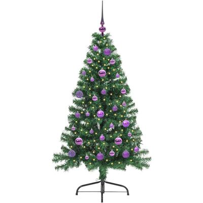 vidaXL Kunstmatig Voorverlicht Kerstboom met 150 LED Groen 150 cm PVC vidaXL Kunstmatig Voorverlicht Kerstboom met 150 LED Groen 150 cm PVC