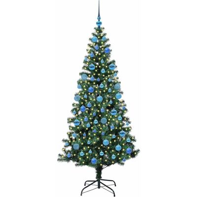 vidaXL Kunstmatig Voorverlicht Kerstboom met 300 LED Groen 180 cm PVC vidaXL Kunstmatig Voorverlicht Kerstboom met 300 LED Groen 180 cm PVC