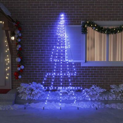 vidaXL LED Kerstboom met Grondspiesjes Blauw 306 cm Metaal vidaXL LED Kerstboom met Grondspiesjes Blauw 306 cm Metaal
