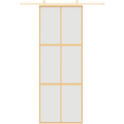 vidaXL Schuifdeur 76x205 cm mat ESG-glas en aluminium goudkleurig vidaXL Schuifdeur 76x205 cm mat ESG-glas en aluminium goudkleurig