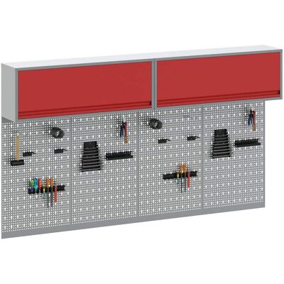 VIDAXL Wandgemonteerde Gereedschapsset - 6-delig, Rood, Staal VIDAXL Wandgemonteerde Gereedschapsset - 6-delig, Rood, Staal