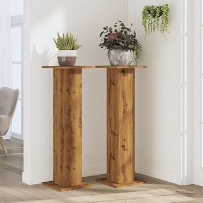 vidaXL eiken plantenhoutstandaard 2 stuks - Tuin plantenpot houder - 30x30x95 cm vidaXL eiken plantenhoutstandaard 2 stuks - Tuin plantenpot houder - 30x30x95 cm
