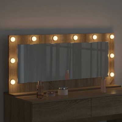 Vidaxl Eikenhouten Make-up Spiegel - Wandmontage met Plank - Modern Ontwerp Vidaxl Eikenhouten Make-up Spiegel - Wandmontage met Plank - Modern Ontwerp