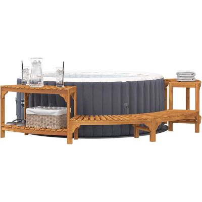 vidaXL Hottub Omgeving Half-Rond Massief Acaciahout Bruin vidaXL Hottub Omgeving Half-Rond Massief Acaciahout Bruin