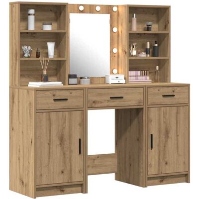 Vidaxl Rustieke Eiken Houten 3-delig Kaptafel Set Vidaxl Rustieke Eiken Houten 3-delig Kaptafel Set