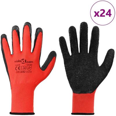 vidaXL Werkhandschoenen 24 st Rood en Zwart 10 / xl Latexcoating vidaXL Werkhandschoenen 24 st Rood en Zwart 10 / xl Latexcoating
