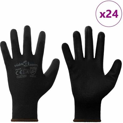 vidaXL Werkhandschoenen 24 st Zwart 8 / m Polyester vidaXL Werkhandschoenen 24 st Zwart 8 / m Polyester