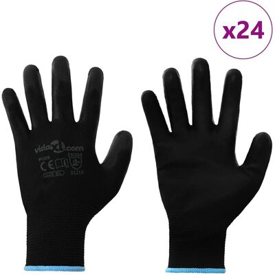 vidaXL Werkhandschoenen 24 st Zwart 9 / l Polyester vidaXL Werkhandschoenen 24 st Zwart 9 / l Polyester