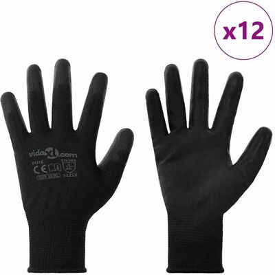 vidaXL Werkhandschoenen 12 st Zwart 10 / xl Polyester vidaXL Werkhandschoenen 12 st Zwart 10 / xl Polyester