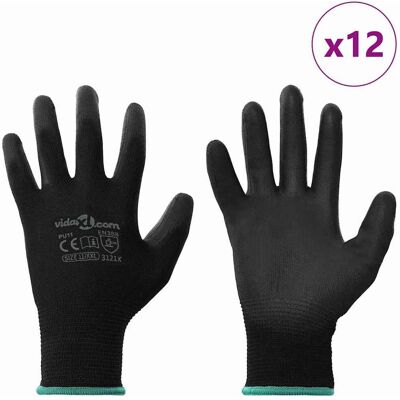 vidaXL Werkhandschoenen 12 st Zwart 11 / XXL Polyester vidaXL Werkhandschoenen 12 st Zwart 11 / XXL Polyester