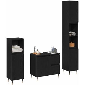 vidaXL Badkamermeubelset met lade 3 pcs Zwart Eiken 30 x 30 x 190 cm vidaXL Badkamermeubelset met lade 3 pcs Zwart Eiken 30 x 30 x 190 cm