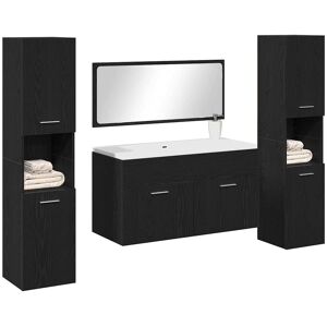 vidaXL Badkamermeubelset Wandgemonteerd 4 pcs Zwart Eiken Bewerkt hout vidaXL Badkamermeubelset Wandgemonteerd 4 pcs Zwart Eiken Bewerkt hout