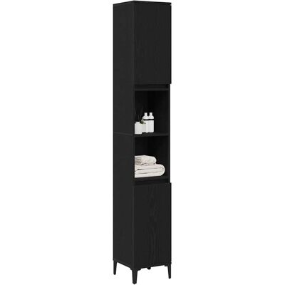 vidaXL Badkamerkast - Zwart eiken, 190cm hoog, 30cm breed - Badkamermeubels vidaXL Badkamerkast - Zwart eiken, 190cm hoog, 30cm breed - Badkamermeubels
