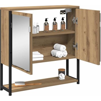 VIDAXL - Badkamerkast met spiegel Ruw eiken 60x16x60 cm houttechniek VIDAXL - Badkamerkast met spiegel Ruw eiken 60x16x60 cm houttechniek