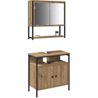 vidaXL Badkamermeubelset 2 st Bruin Bewerkt hout vidaXL Badkamermeubelset 2 st Bruin Bewerkt hout