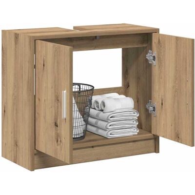 vidaXL Badkamer Kast Artisan Eiken 63 x 29 x 55 cm Bewerkt hout vidaXL Badkamer Kast Artisan Eiken 63 x 29 x 55 cm Bewerkt hout