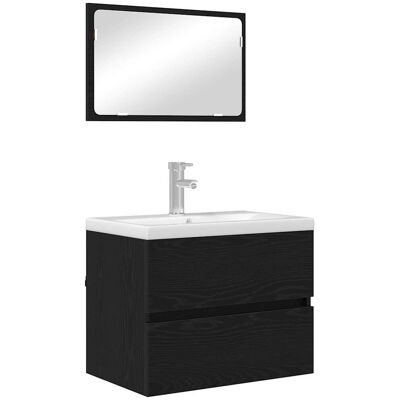 vidaXL Badkamermeubelset 2 st Zwart Eiken 57 x 37 x 45 cm vidaXL Badkamermeubelset 2 st Zwart Eiken 57 x 37 x 45 cm