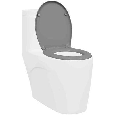 vidaXL Grijze kunststof minimalistisch oval toiletbril - Toilet vidaXL Grijze kunststof minimalistisch oval toiletbril - Toilet