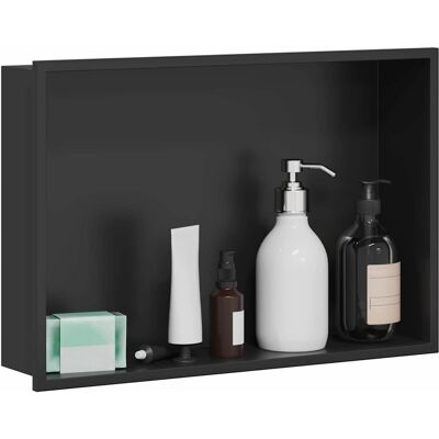 vidaXL Douche Niche Zwart 45 x 30 x 9,5 cm Roestvrij staal vidaXL Douche Niche Zwart 45 x 30 x 9,5 cm Roestvrij staal