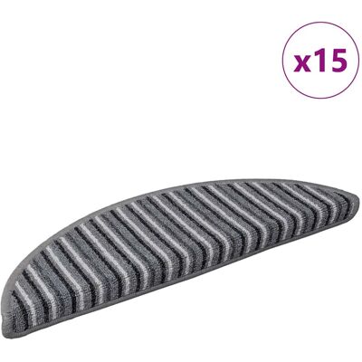 vidaXL Zelfklevende Trapmatten 15 pcs Grijs 56 x 17 x 3 cm vidaXL Zelfklevende Trapmatten 15 pcs Grijs 56 x 17 x 3 cm