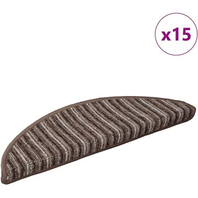 vidaXL Zelfklevende Trapmatten 15 pcs Bruin 56 x 17 x 3 cm vidaXL Zelfklevende Trapmatten 15 pcs Bruin 56 x 17 x 3 cm
