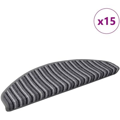vidaXL Zelfklevende Trapmatten 15 pcs Grijs 65 x 21 x 4 cm vidaXL Zelfklevende Trapmatten 15 pcs Grijs 65 x 21 x 4 cm