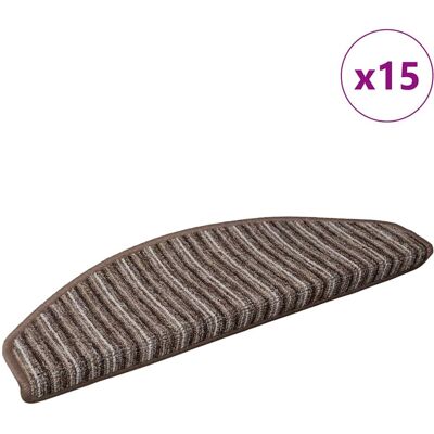 vidaXL Zelfklevende Trapmatten 15 pcs Bruin 65 x 21 x 4 cm vidaXL Zelfklevende Trapmatten 15 pcs Bruin 65 x 21 x 4 cm