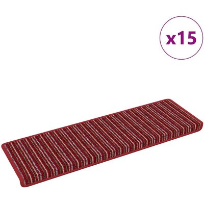 vidaXL Zelfklevende Trapmatten Gestreept 15 pcs Rood 65 x 21 x 4 cm vidaXL Zelfklevende Trapmatten Gestreept 15 pcs Rood 65 x 21 x 4 cm