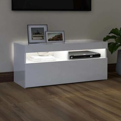 vidaXL TV Kast met LED-verlichting hoogglans wit - Hifi-stand vidaXL TV Kast met LED-verlichting hoogglans wit - Hifi-stand