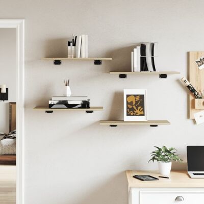 vidaXL Wandschappen 4 st 60x30x1,5 cm spaanplaat sonoma eikenkleurig vidaXL Wandschappen 4 st 60x30x1,5 cm spaanplaat sonoma eikenkleurig