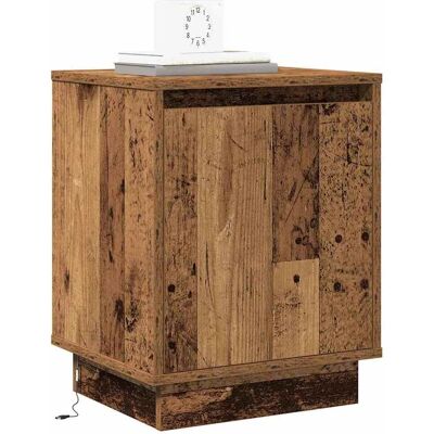 Vidaxl Rustieke Houten Nachtkastje met LED-verlichting - Nachtkastje Vidaxl Rustieke Houten Nachtkastje met LED-verlichting - Nachtkastje
