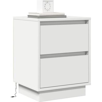 vidaXL Witte LED Nachttisch - Modern MDF, Soft-Close Lades vidaXL Witte LED Nachttisch - Modern MDF, Soft-Close Lades