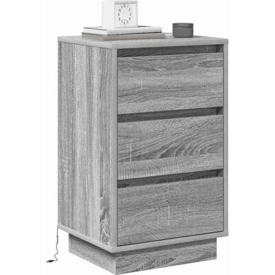 vidaXL Nachtkastje met LED Grijs Sonoma 39x34.5x65 cm Hout vidaXL Nachtkastje met LED Grijs Sonoma 39x34.5x65 cm Hout