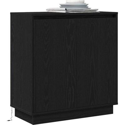 vidaXL Dressoir met plank Zwart Eiken 71 x 34,5 x 75 cm Bewerkt hout vidaXL Dressoir met plank Zwart Eiken 71 x 34,5 x 75 cm Bewerkt hout
