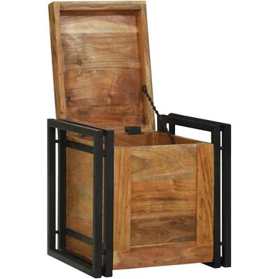 vidaXL Opbergbox Bruin en zwart 40 x 40 x 40 cm Massief Acaciahout vidaXL Opbergbox Bruin en zwart 40 x 40 x 40 cm Massief Acaciahout