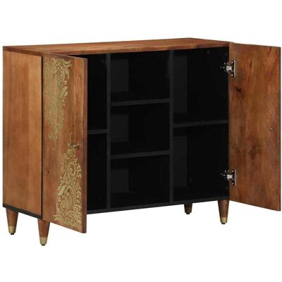 vidaXL Dressoir met plank Bruin 90 x 33 x 75 cm Massief Mango Hout vidaXL Dressoir met plank Bruin 90 x 33 x 75 cm Massief Mango Hout