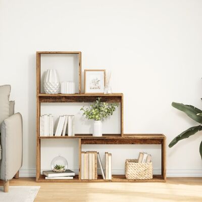 vidaXL Kamerscherm / boekenkast 3-laags 123x29x123 cm hout oud hout vidaXL Kamerscherm / boekenkast 3-laags 123x29x123 cm hout oud hout