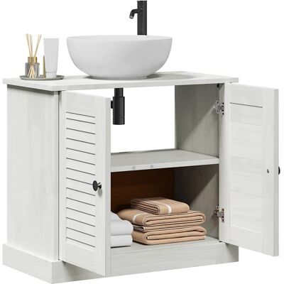 vidaXL Wastafelkast met plank VIGO Wit en Antiek Wit 68 x 34 x 59 cm vidaXL Wastafelkast met plank VIGO Wit en Antiek Wit 68 x 34 x 59 cm