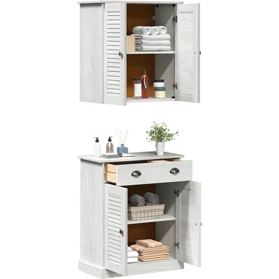 vidaXL Badkamermeubelset met plank VIGO 2 pcs Wit en Antiek Wit vidaXL Badkamermeubelset met plank VIGO 2 pcs Wit en Antiek Wit