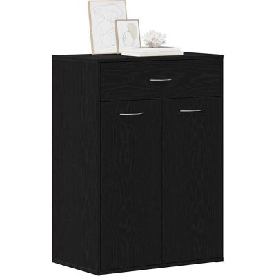 Vidaxl - Schoenenkast Zwart Eiken 60x35x84 cm Engineered Hout Vidaxl - Schoenenkast Zwart Eiken 60x35x84 cm Engineered Hout