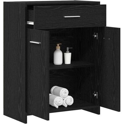 VidaXl Zwart Eiken Badkast - 60x33x80 cm - Badkamermeubel VidaXl Zwart Eiken Badkast - 60x33x80 cm - Badkamermeubel