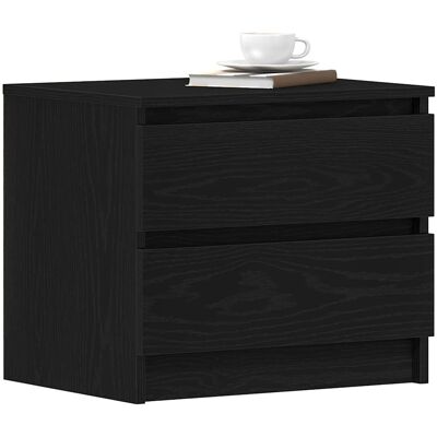 vidaXL Nachtkastje Zwarte Eiken Hout 50x40x43,5 cm Duurzaam - Nightstand vidaXL Nachtkastje Zwarte Eiken Hout 50x40x43,5 cm Duurzaam - Nightstand