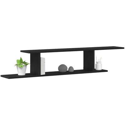 vidaXL Zwarte Houten Wandplank - Wandplank vidaXL Zwarte Houten Wandplank - Wandplank