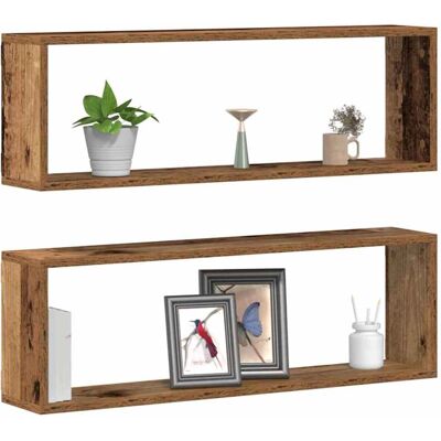 vidaXL Wandplank Set - Rustiek Houten Opbergrek - Wandplank Set vidaXL Wandplank Set - Rustiek Houten Opbergrek - Wandplank Set