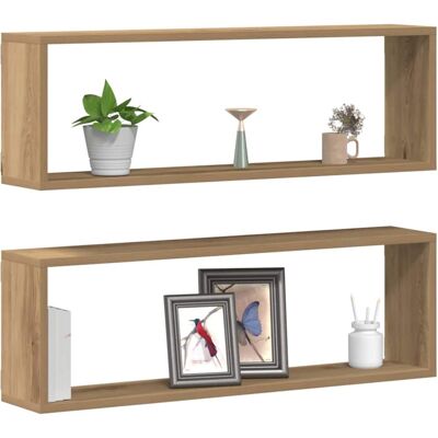 vidaXL Wandplank Set - Artisan Eiken - 80x15cm - Wandplanken vidaXL Wandplank Set - Artisan Eiken - 80x15cm - Wandplanken