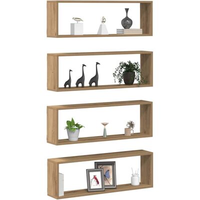 vidaXL Wandplank Set - 4 Duurzame Houten Planken - Modern Decor vidaXL Wandplank Set - 4 Duurzame Houten Planken - Modern Decor