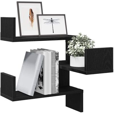 VIDAXL Hoekplank Zwart Eiken 40x40x49,5cm - Wandplank VIDAXL Hoekplank Zwart Eiken 40x40x49,5cm - Wandplank