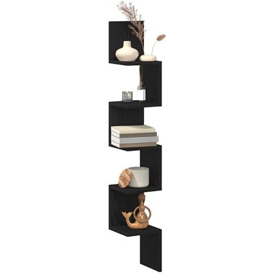 vidaXL Wandhoekplank - Zwart - Ruimtebesparend Modern Ontwerp vidaXL Wandhoekplank - Zwart - Ruimtebesparend Modern Ontwerp