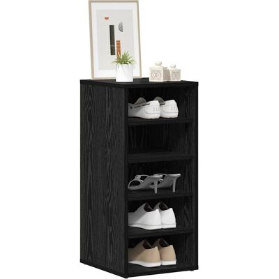 VidaXL Schoenenrek - 32x35x70 cm - Zwart Hout - Modern Ontwerp VidaXL Schoenenrek - 32x35x70 cm - Zwart Hout - Modern Ontwerp